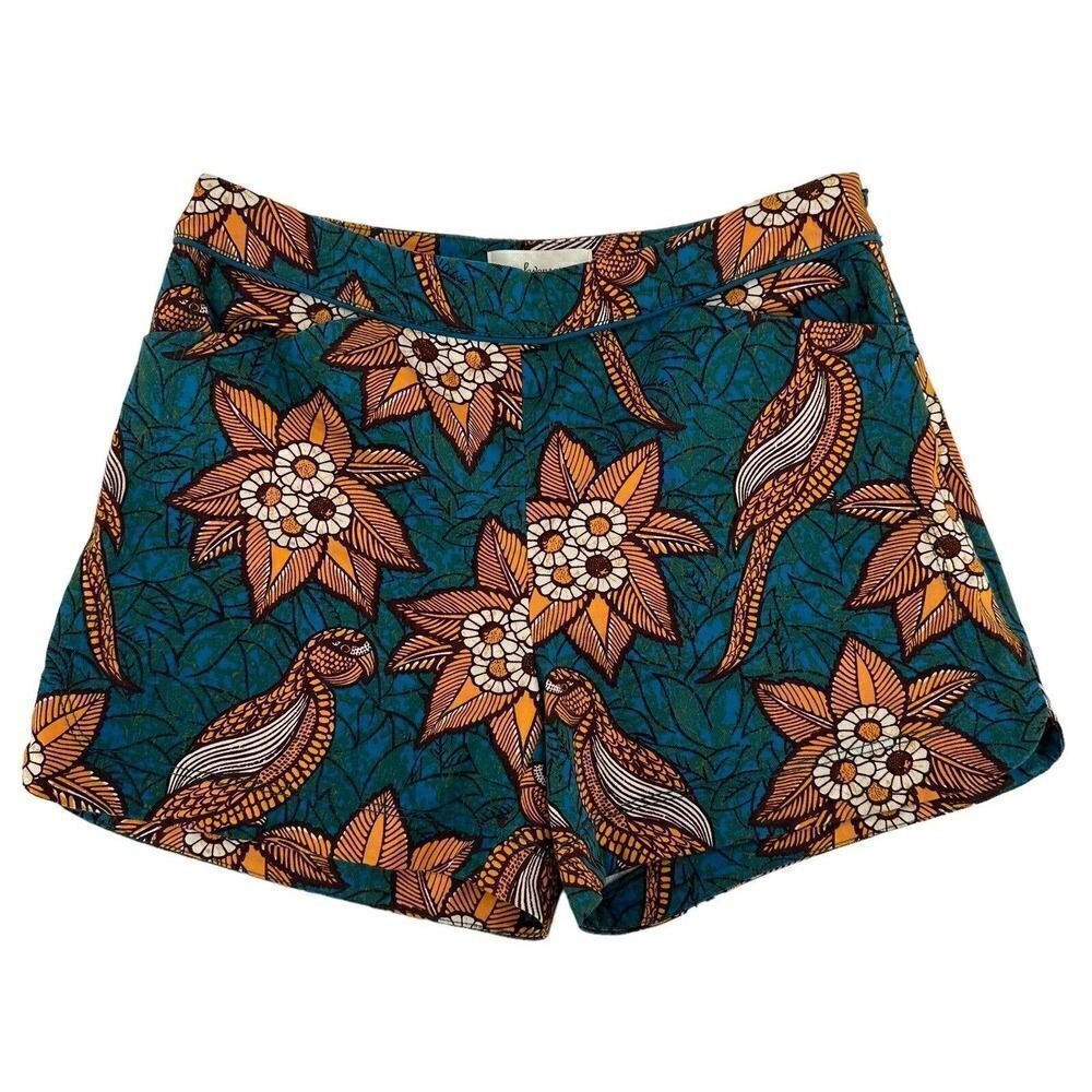 Elevenses Bird Of Paradise Shorts Womens Size 2 Teal and Marigold Floral Boho